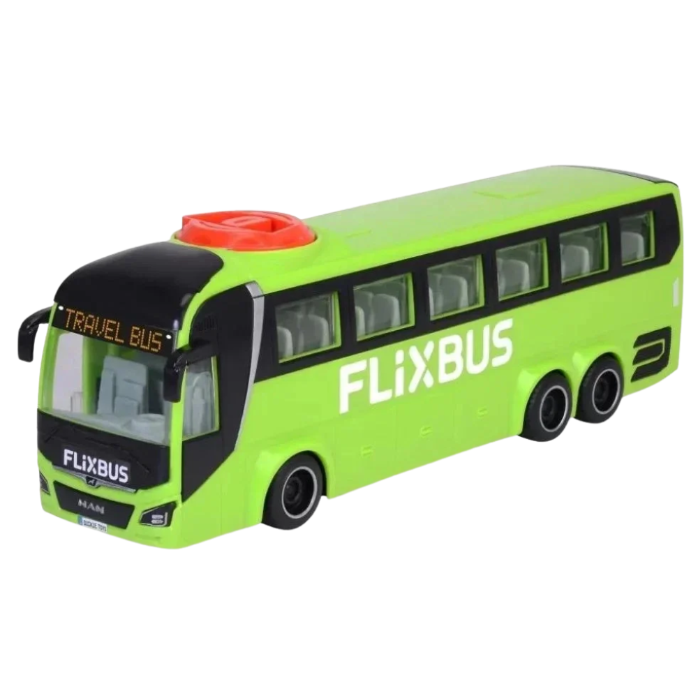 FlixBus Tourist Bus Toy 26.5cm Long Coach Model for Kids Travel Vehicle Play and Collecting