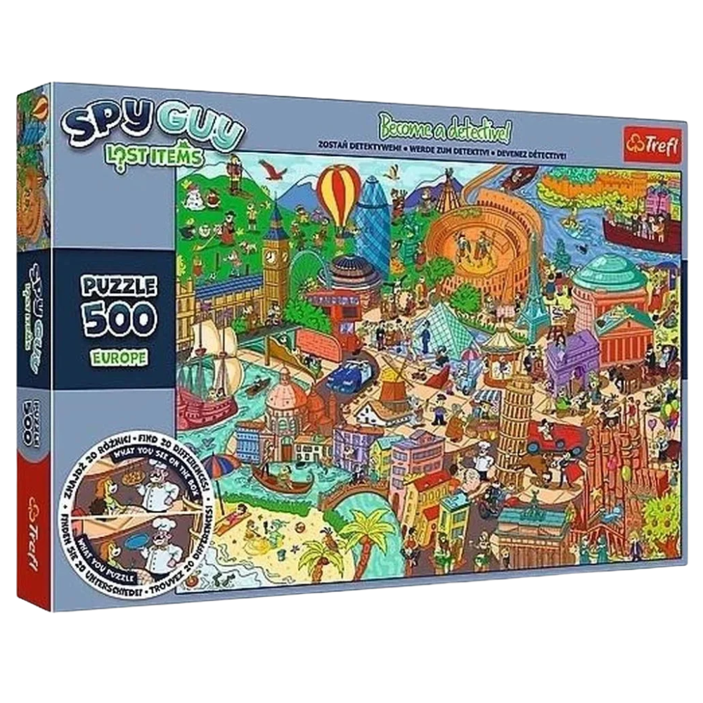 Trefl Spy Guy Europe 500 Piece Jigsaw Puzzle Colourful European Scenery Puzzle for Family Fun