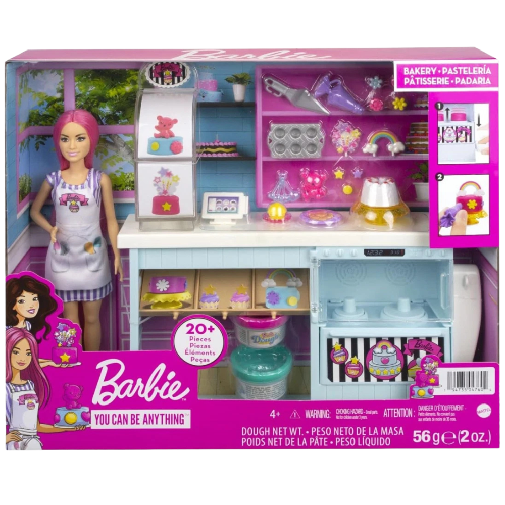 Barbie Bakery Playset with Doll 20+ Kitchen Cooking Accessories Kids Toy Mattel 4+