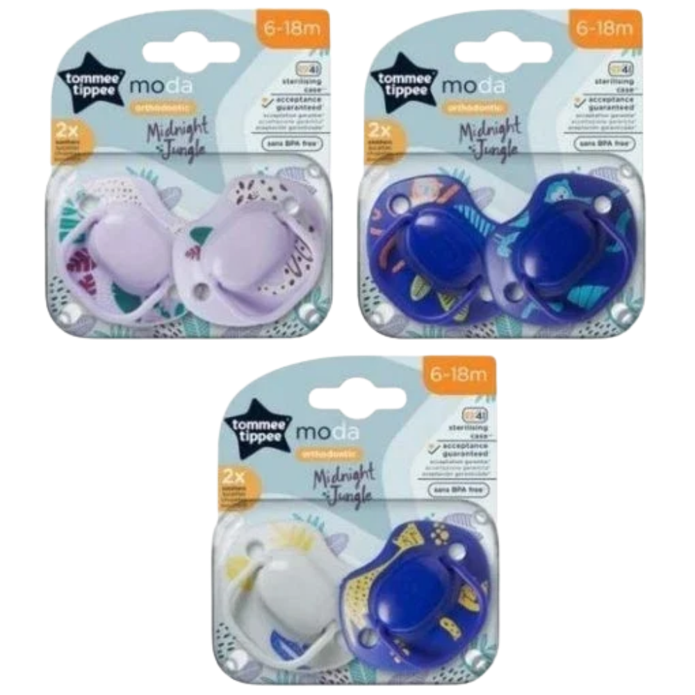 6x Tommee Tippee Midnight Soothers 6-18 Months Assorted Designs Baby Pacifiers