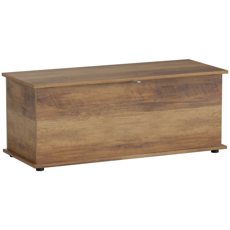 Trunk 113L – Flip-Top Storage Chest with Hinges, Brown Wood Grain