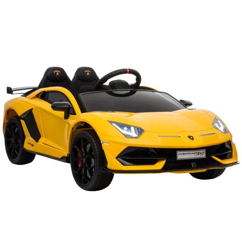 Licensed 12V Lamborghini Aventador Kids Electric Ride-On Car with Remote & Lights - Yellow