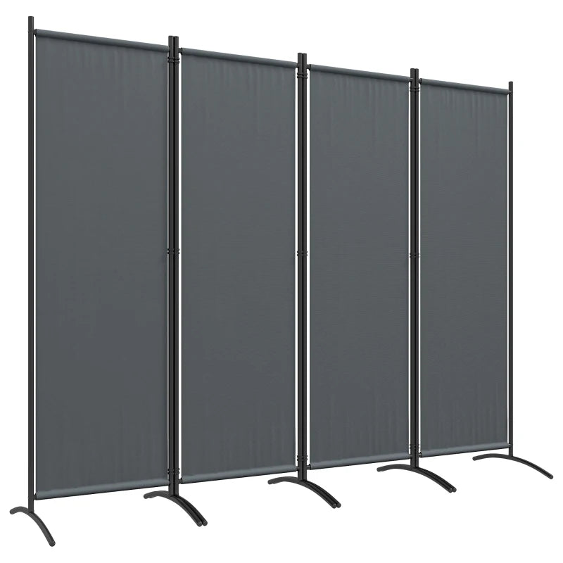 Portable 4-Panel Garden Divider 1.7m – Privacy Screen with Wide Feet, Dark Grey