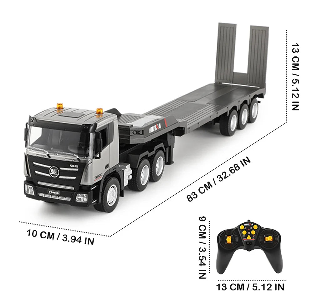 RC Flatbed Truck Toy for Kids 2.4G Remote Control 9-Channel Detachable Trailer