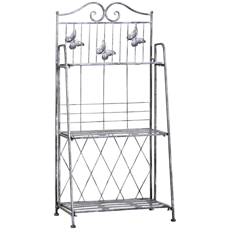 Stylish 3-Tier Metal Plant Stand for Indoor & Outdoor Flower Display Rack, 44 x 25 x 96 cm