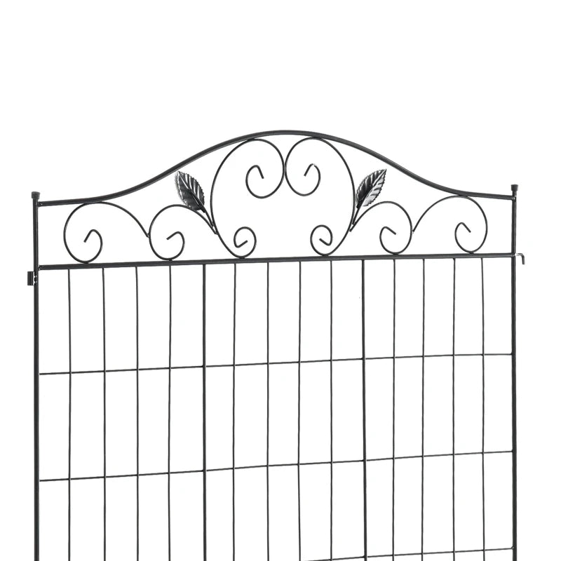 Metal Garden Fence Set of 2 with Decorative Picket Panels for Patio & Lawn, Black, 365x112cm