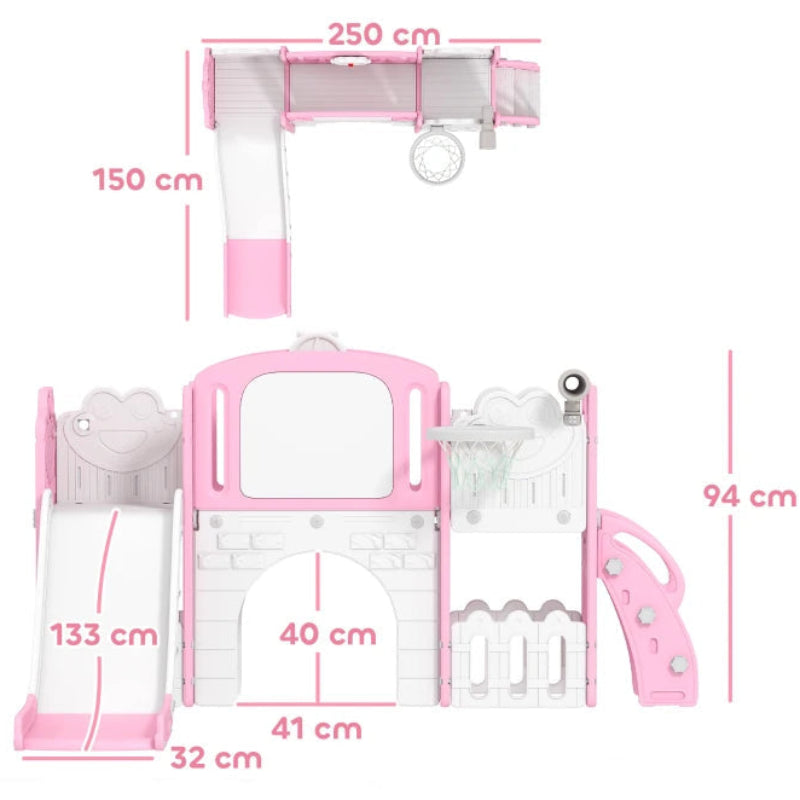 7-in-1 Toddler Slide Set with Basketball Hoop, Climbing Frame, Telescope & Drawing Board