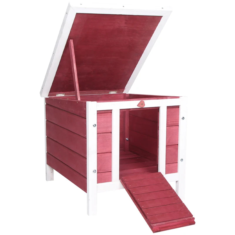 Wooden Rabbit Hutch 51x42x43cm – Red