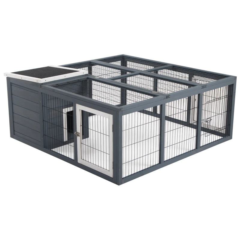 Outdoor Bunny Run & Hutch with Openable Top – Grey