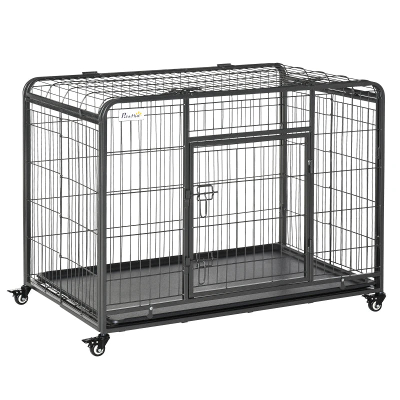 Large Metal Dog Cage with Wheels & Locking Door