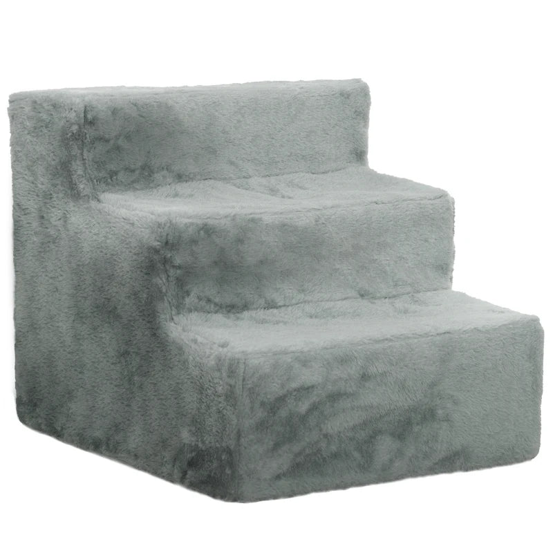 Light Grey Pet Stairs with Washable Cover – 3 Steps