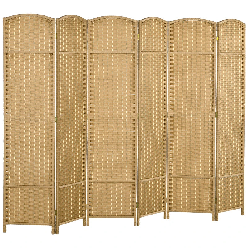 Natural Room Divider – 6 Panels, Freestanding Privacy Screen