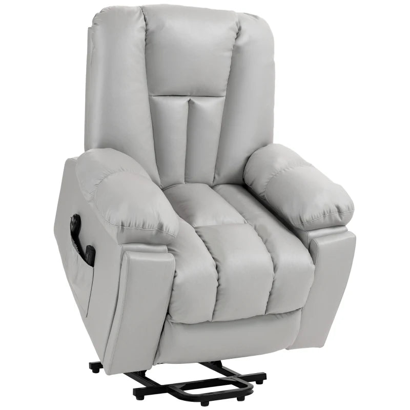 Reclining Massage Chair – Leathaire, 8-Point, Light Grey