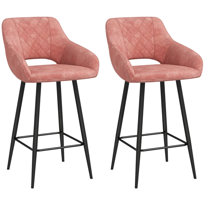 Pink Velvet Bar Stools Set of Two – Soft Upholstery & Sleek Style