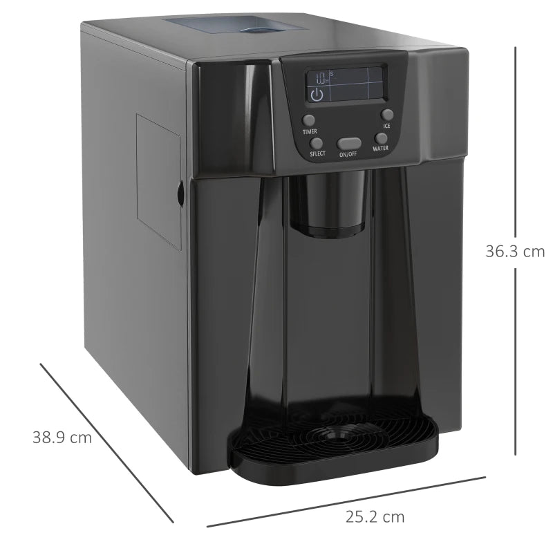 Ice Maker & Water Dispenser – 3L, Black, 12kg/24H, Quick Ice Production