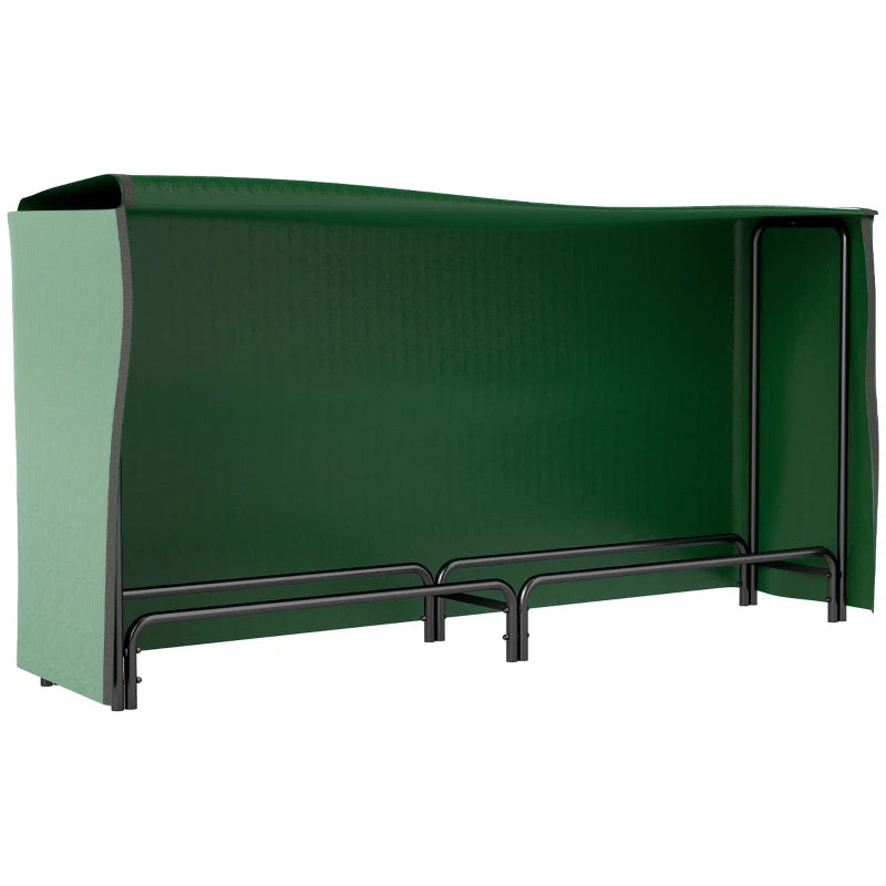 Metal Firewood Storage Rack with Waterproof Cover for Fireplace, 200x36x99 cm, Dark Green
