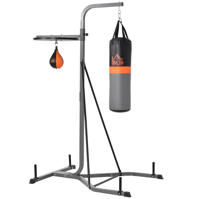 Home Gym Boxing Punch Bag & Speed Ball – Freestanding Grey