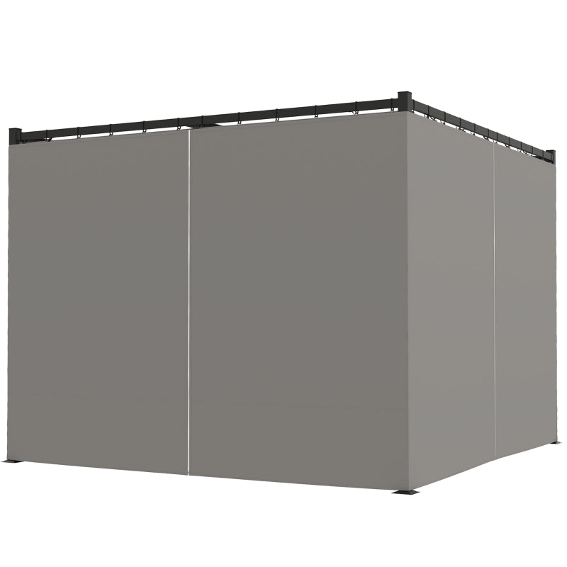 Metal Pergola with Moving Canopy and Curtains – Modern Outdoor Living Space, 3 x 3m