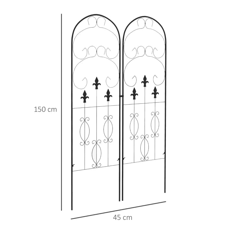 Garden Trellis Set of 2, Metal Climbing Plant Support with Scroll Pattern