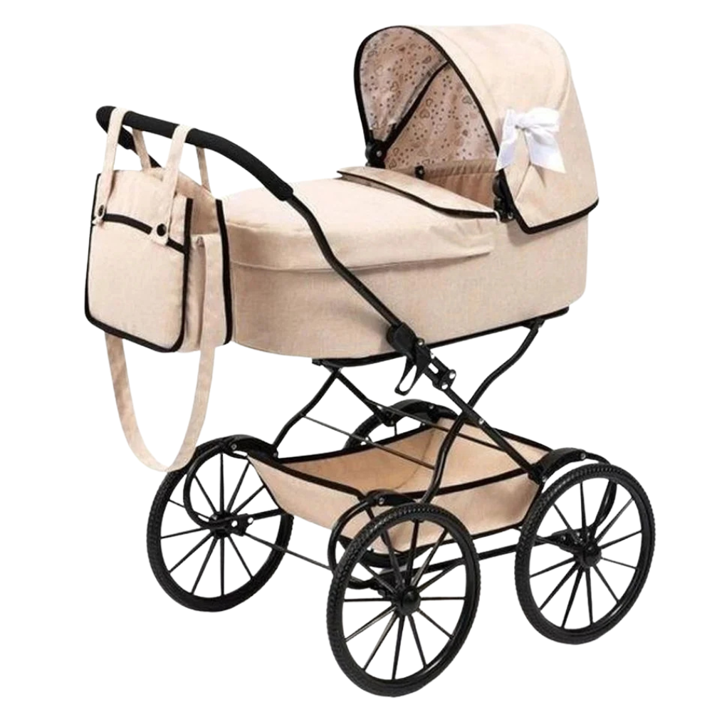 Bayer Design Classic Doll Pram Beige Toy Pushchair for Children Pretend Play Gift for Kids New