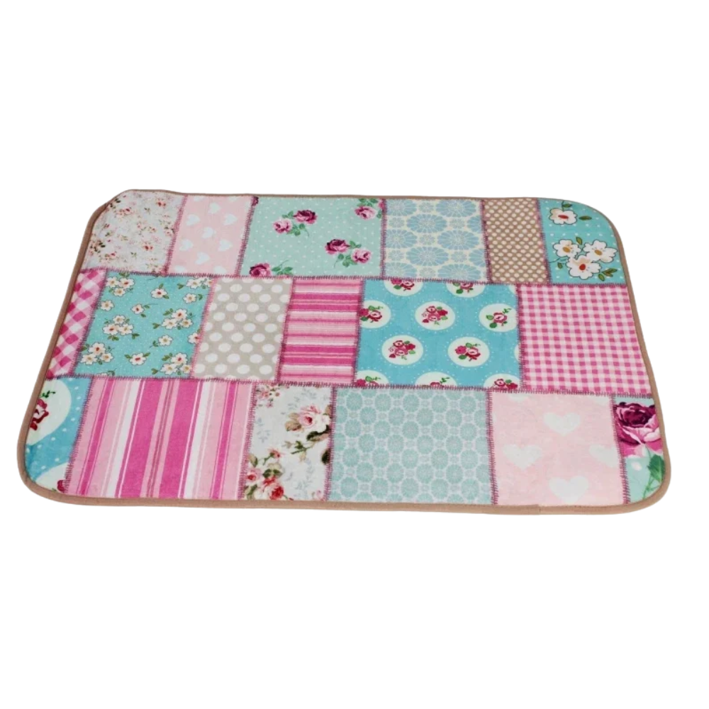Soft Plush Patchwork Carpet Runner Playmat 70x95cm Cosy Kids Nursery Bedroom Floor Rug