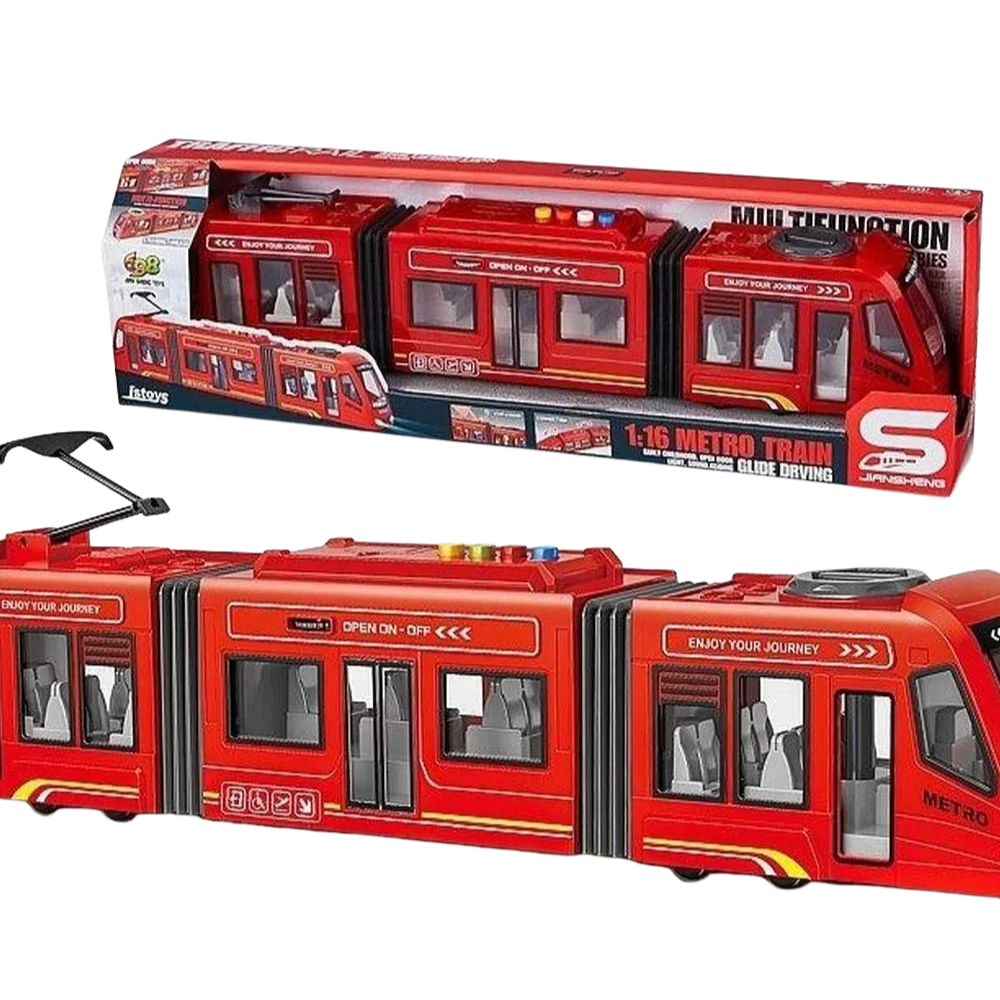 Tram Toy 1:16 Scale with Lights Sound Effects and Opening Doors City Transport Vehicle for Kids Gift