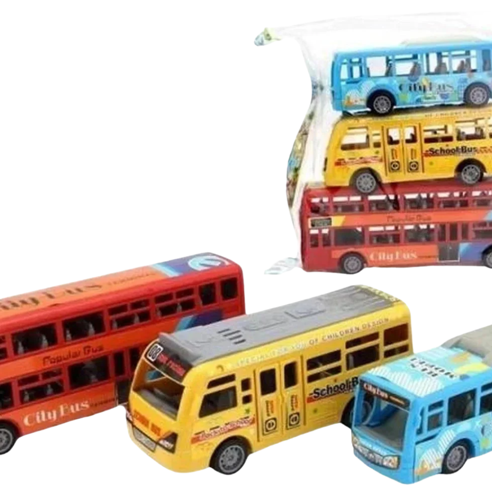Bus Set Toy Vehicle Collection for Kids with Multiple Buses for Imaginative Play and Gift Giving Fun