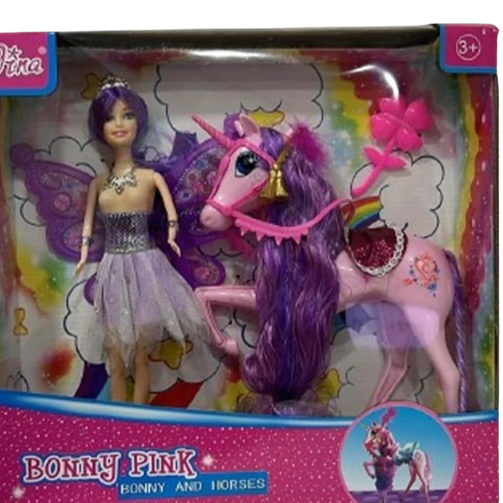 Pebble Hug Unicorn and Princess Doll Toy Set with Realistic Horse Sound Fantasy Play for Kids