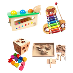 Educational Wooden Toys Kitchen Set Pound & Roll Xylophone & Shape Sorter Collection
