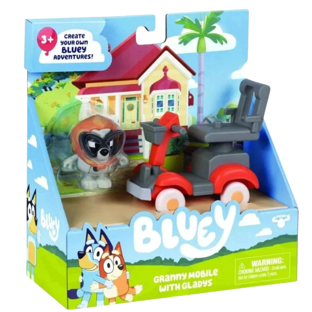 Bluey Grandma Muffin Figure and Granny Mobile Toy Car Playset for Kids Pretend Play Gift