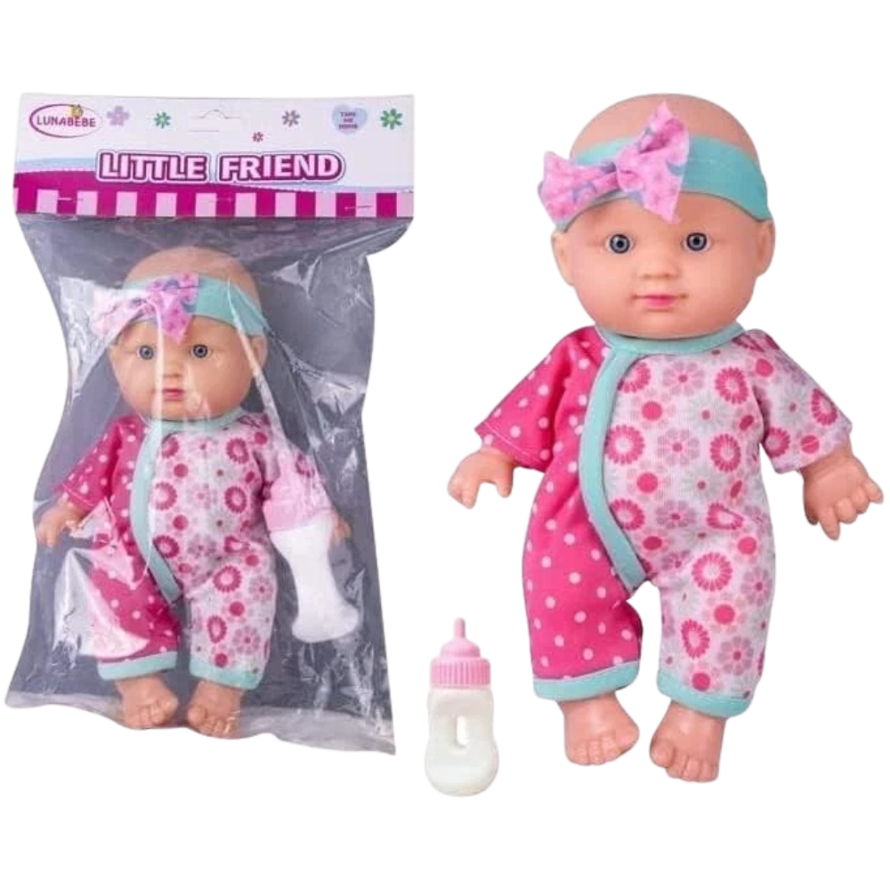 Pebble Hug New Born Baby Doll with Feeding Bottle Pretend Play Toy Gift for Boys Girls