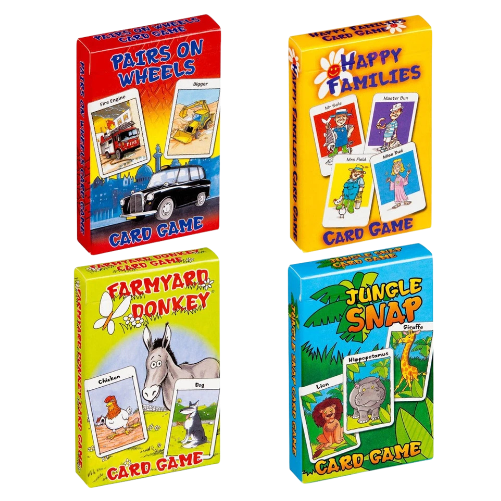 Children's Traditional Card Games Happy Families Jungle Snap Donkey & Pairs