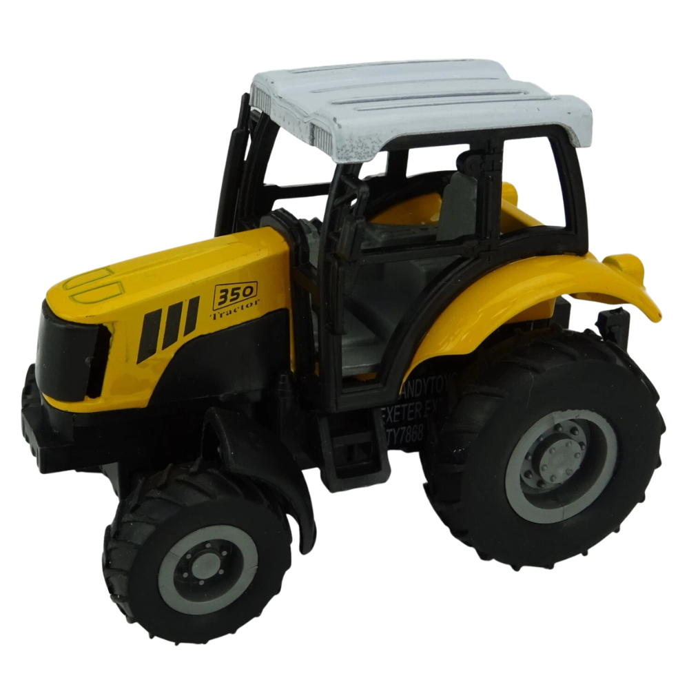 Yellow Diecast Pull Back Toy Tractor Farm Vehicle Toy for Kids 3+ Years Gift HL174