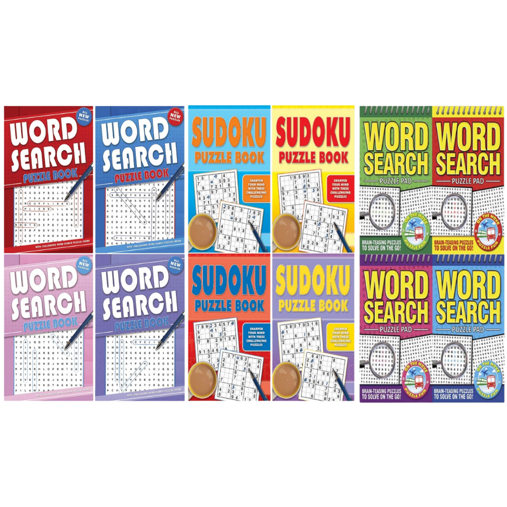 Alligator Puzzle Books Assorted Wordsearch Sudoku & on the Move Puzzle Books