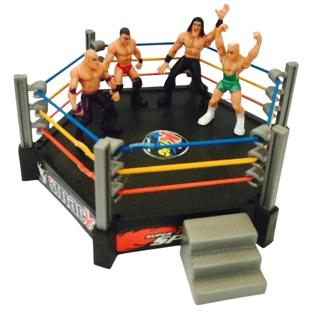 Wrestling Ring Play Set with 4 Action Figures Crash & Bash Kids Toy Ring Game
