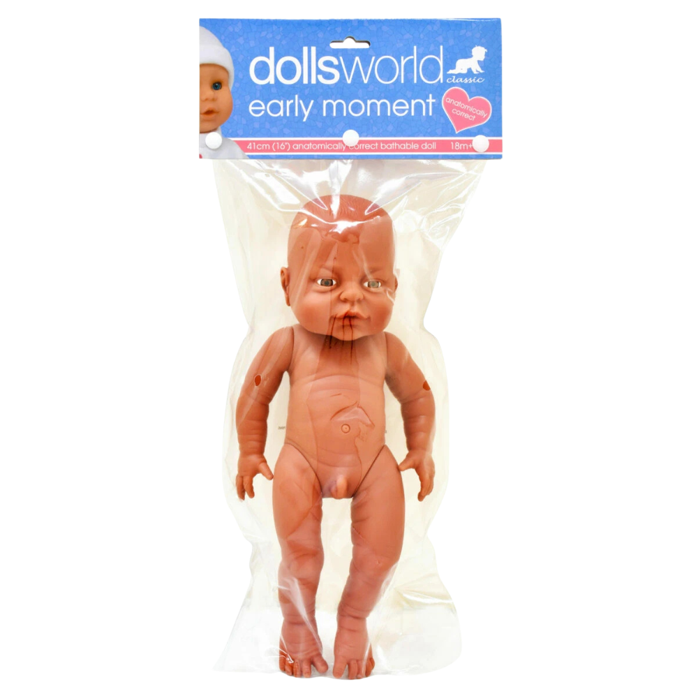 Dolls World Early Moments Black Baby Boy Doll 16 Inch Bathable Newborn Toy for Kids