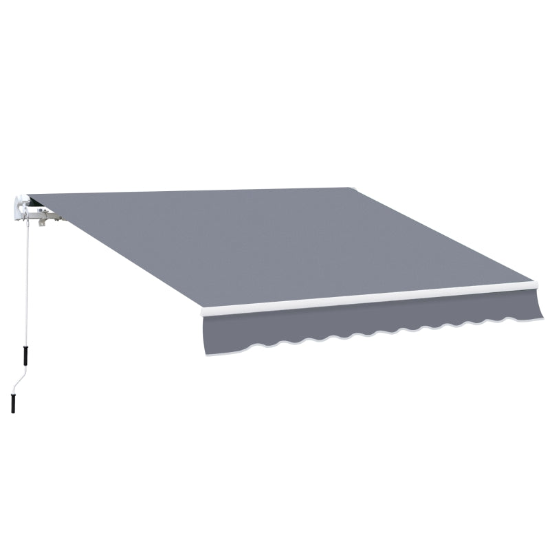 Grey Outdoor Retractable Awning – Manual Operation, Sun Shade for Garden or Balcony 4x3m