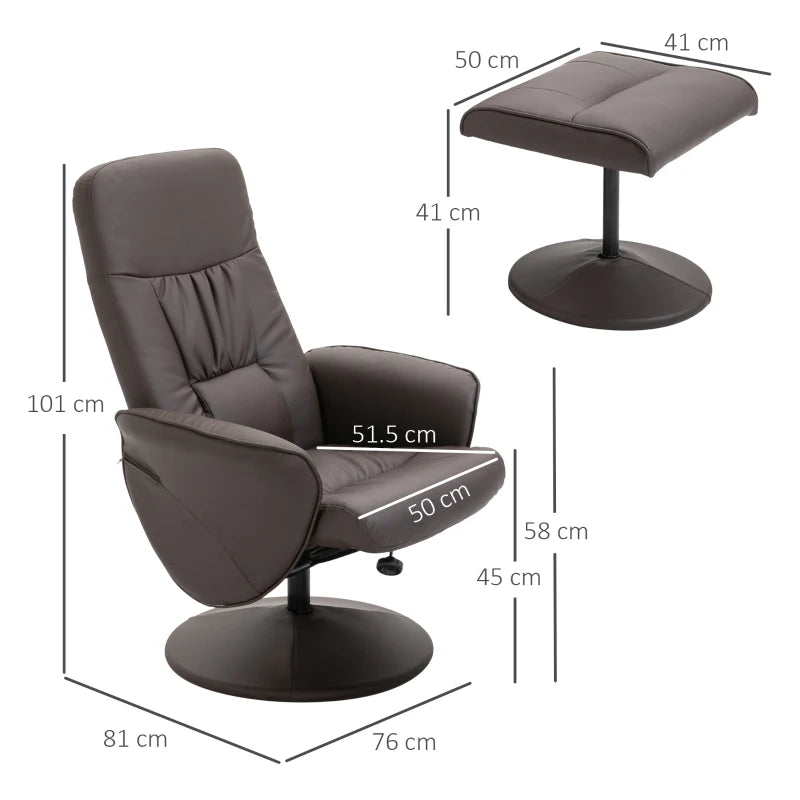 Brown Recliner Armchair with Footrest – High Back Lounge Chair