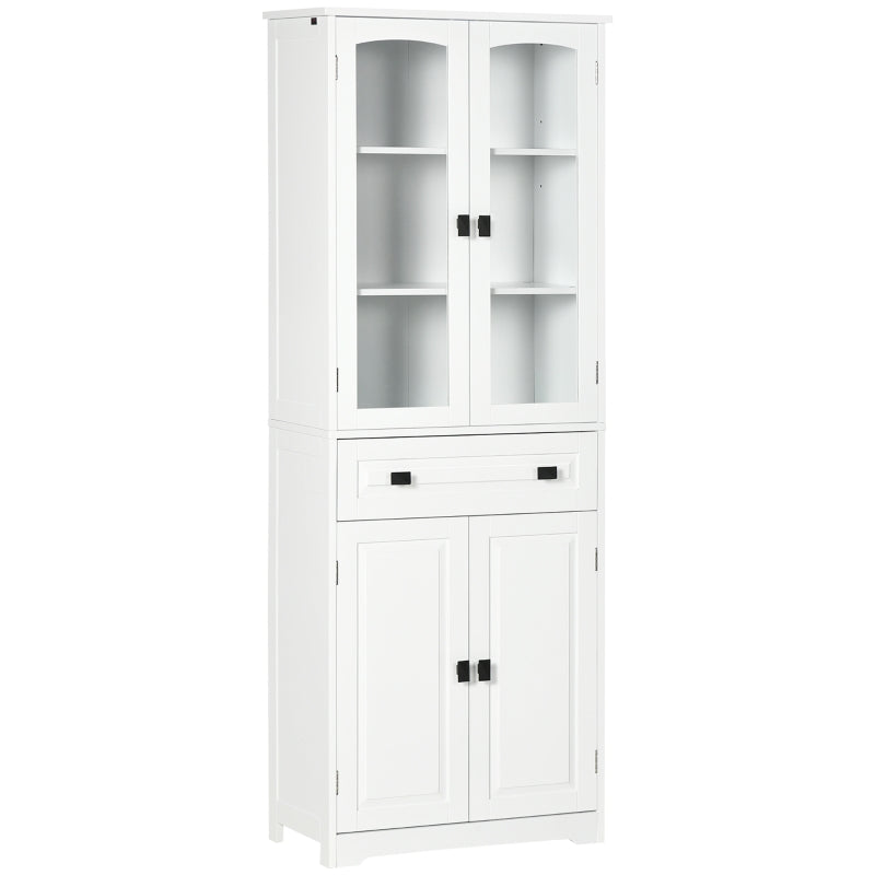 Storage Cabinet with Glass Door, Drawer & Shelves for Kitchen & Dining