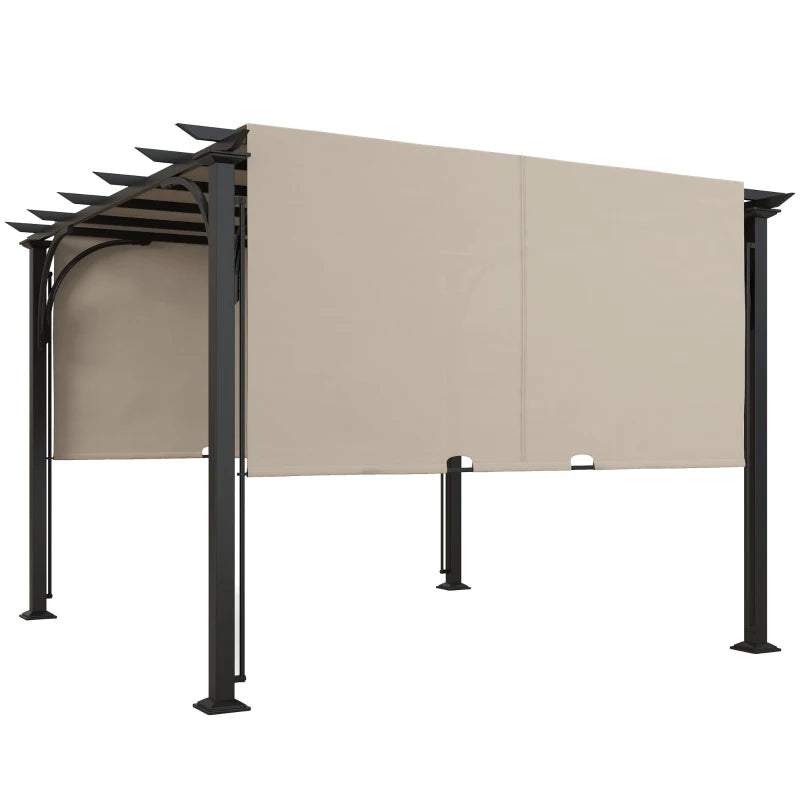 Beige Outdoor Pergola with Garden Gazebo and Adjustable Canopy, 3 x 3m