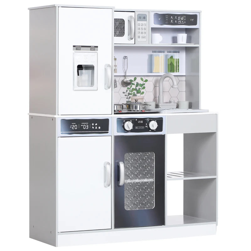 Kids Pretend Play Kitchen Set with Sounds, Lights, Running Water & Coffee Maker