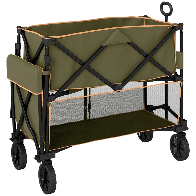Foldable Double Decker Festival Trolley with 200KG Capacity, Large 350L Space & Easy Mobility Grey