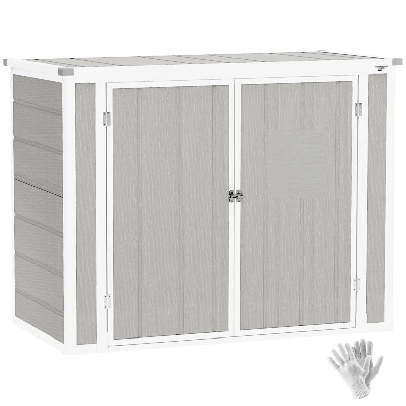 Outdoor Lockable Storage Shed for Trash Bins & Tools, Openable Lid, Light Grey, 4.7x2.5FT