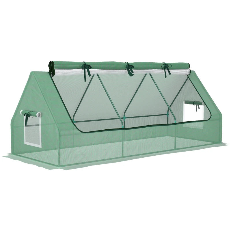 Portable Mini Polytunnel Greenhouse with Mesh Windows for Indoor & Outdoor Use, 240x90x90cm