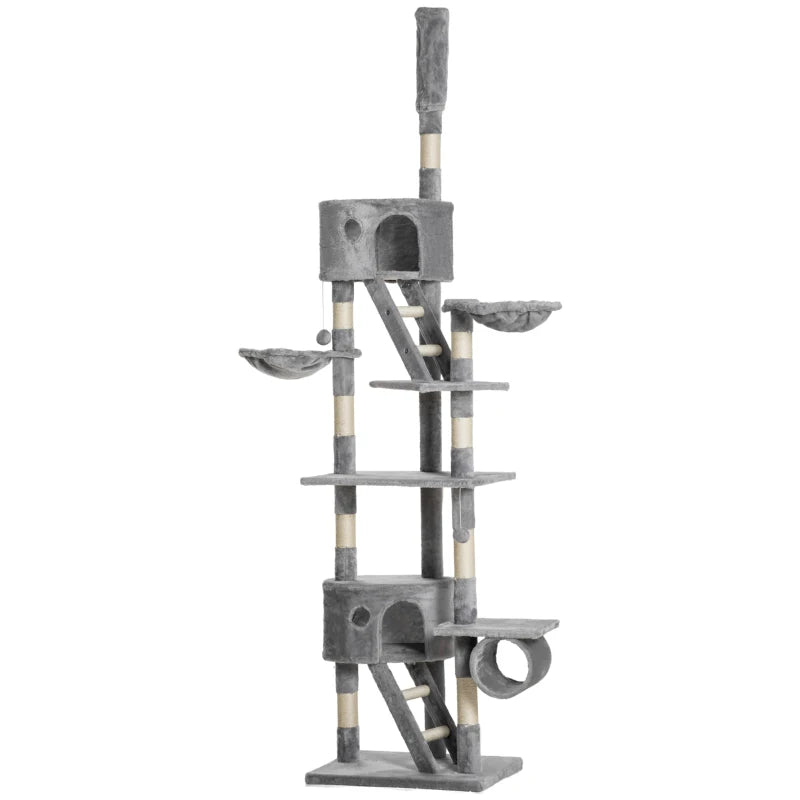 Light Grey Adjustable Floor to Ceiling Cat Tree