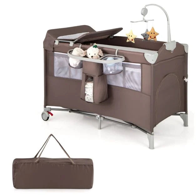 Baby 5-in-1 Bassinet Crib with Bedside Sleeper for Nursery Comfort