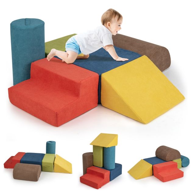 Baby Climbing Blocks Set – 6 Pieces with Skin-Friendly Chenille