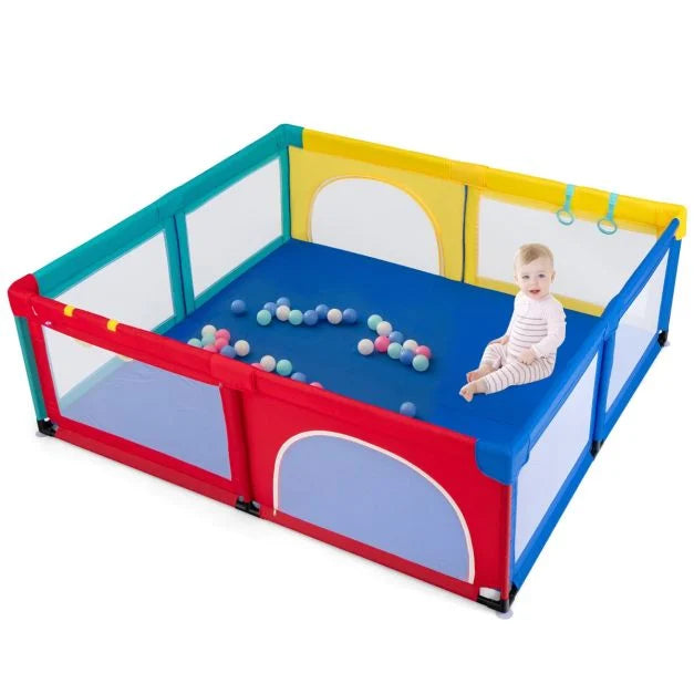 Baby Playpen with 50 Piece Ocean Balls and Non-slip Suction Cups