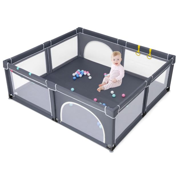 Baby Playpen with 50 Piece Ocean Balls and Non-slip Suction Cups