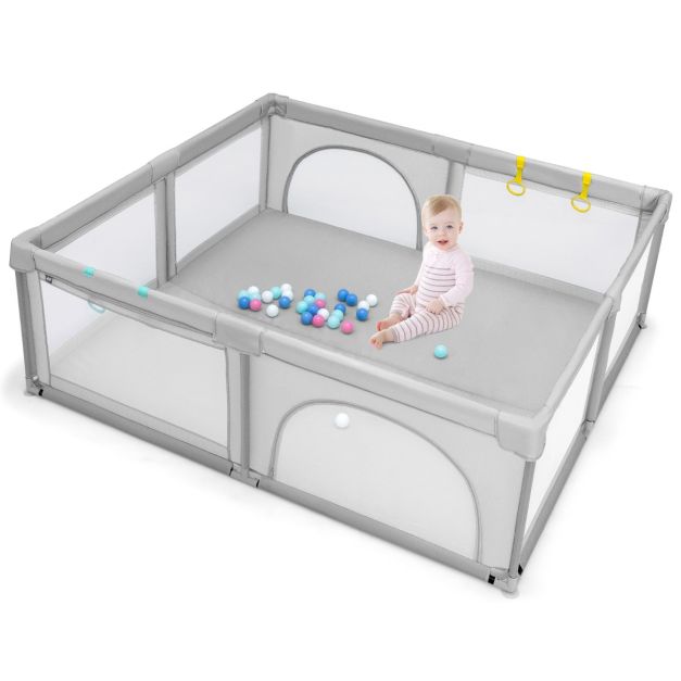 Baby Playpen with 50 Piece Ocean Balls and Non-slip Suction Cups